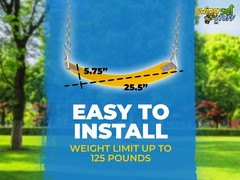 SWING SET STUFF POLYMER BELT SEAT YELLOW WITH CHAINS AND HOOKS COMMERCIAL 0129