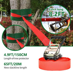 Ninja Warrior Obstacle Course for Kids Backyard – 2×65Ft Slackline Kit with 1…
