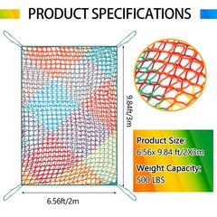 Climbing Cargo Net 6.5 x 9.8 ft Large Kids Backyard Climbing Net Double Layer…