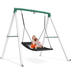 Trekassy Heavy Duty A-Frame Metal Swing Set for Backyard with 60″ Platform Swing