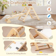 3-in-1 Pikler Triangle Climbing Set Kids Montessori Climbing Toys Wooden Climber