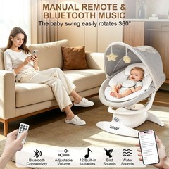 3-in-1 Baby Swing for Infants with Motion Detection, Infant Swing with 5 Spee…