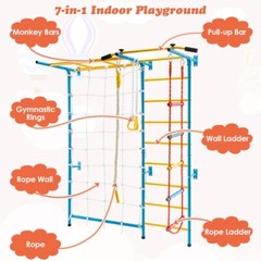 7 In 1 Indoor Climb Playground Activity Wall Set Home Gym Wall Ladder Gift Kids
