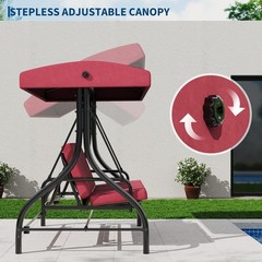 IDEALHOUSE 3-Seat Patio Swing w/ Stand, 2-in-1 Bed, Adj UV Canopy, 800lb