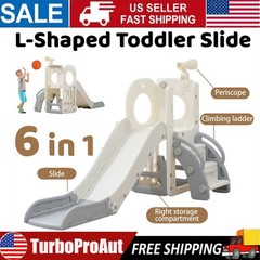 6 in 1 Kids Slide Climber Playset Indoor Outdoor Freestanding Toddler Playground