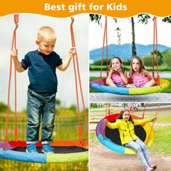 Pre-Owned Saucer Swing with Stand Kids Outdoor Heavy-Duty Metal Frame Backyard