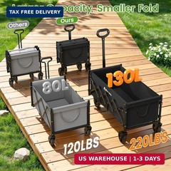 Blomoba 35” Extra Long Collapsible Wagon with Adjustable Handle, Lightweight Fo