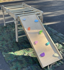 HappyMoon Montessori Climber Set w/ Rock Wall Ramp & Platforms ~ Pikler Triangle