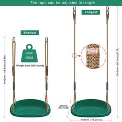 Heavy Duty Swing Seat with Wider Seats & Adjustable Rope and Carabiners, Non-…