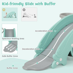 3-In-1 Kids Slide Rocking Horse Set Convertible Toddler Slide with Basketball Ho