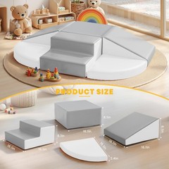 Hoohtoot Soft Foam Climbing Blocks for Toddlers: 6-Piece PU Leather Play Set …