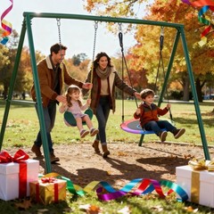 440lb Metal Swing Set Kids Adult Backyard Playset with 2 Swings Heavy Duty Frame