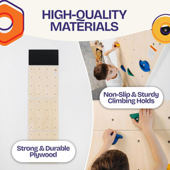 Rock Climbing Wall for Kids | Indoor Playground Play Gym Set with Drawing Blackb