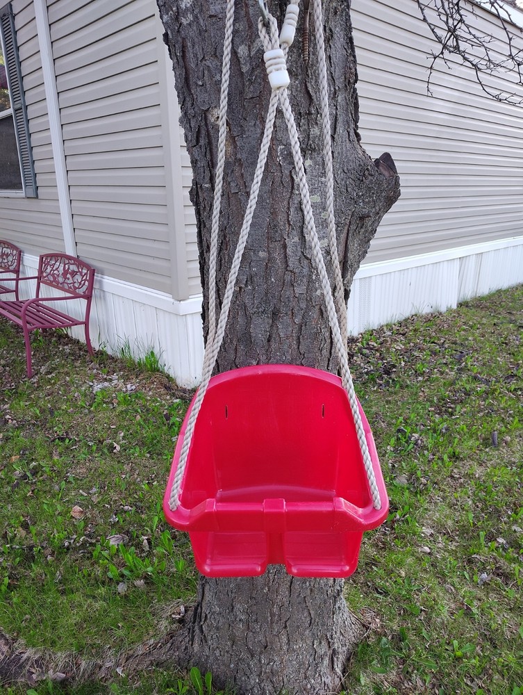Red Plastic Toddler Swing With Rope