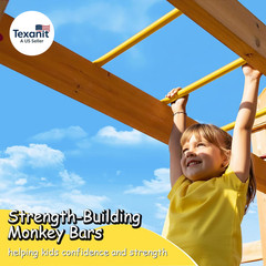 Wooden Swing Sets for Backyard, Kids Outdoor Playground Set with Monkey Bars, Wa