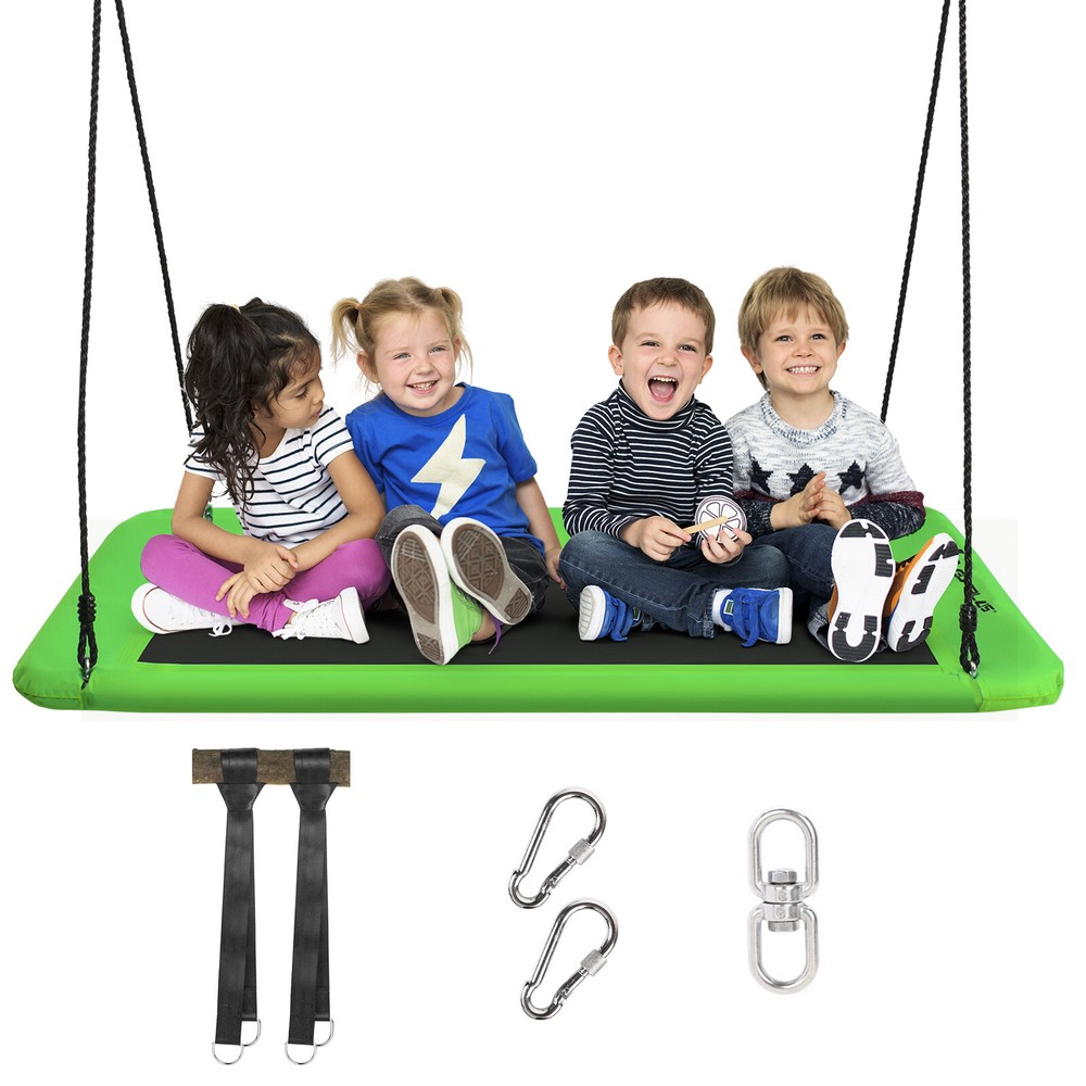 Goplus 700lbs Giant 60″ Platform Tree Swing Outdoor w/ 2 Hanging Strap Green