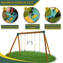 Easy 1-2-3 A-Frame 2 Brackets for Swing Set with All Mounting Hardware, Green