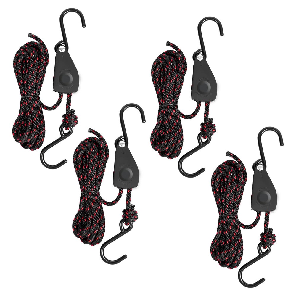 4 Pcs Kayak Rope Tie Downs Straps, 1/8″ x 6Ft Adjustable Tie Down Straps Cano…
