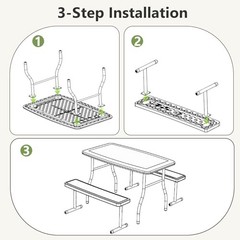 Kids Picnic Table with Benches, 38″ Outdoor Toddler Table Set 38″ x 22″ White