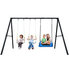 600lb Metal Swing Set Heavy Duty Swings for Kids & Adult Play with Three Swings