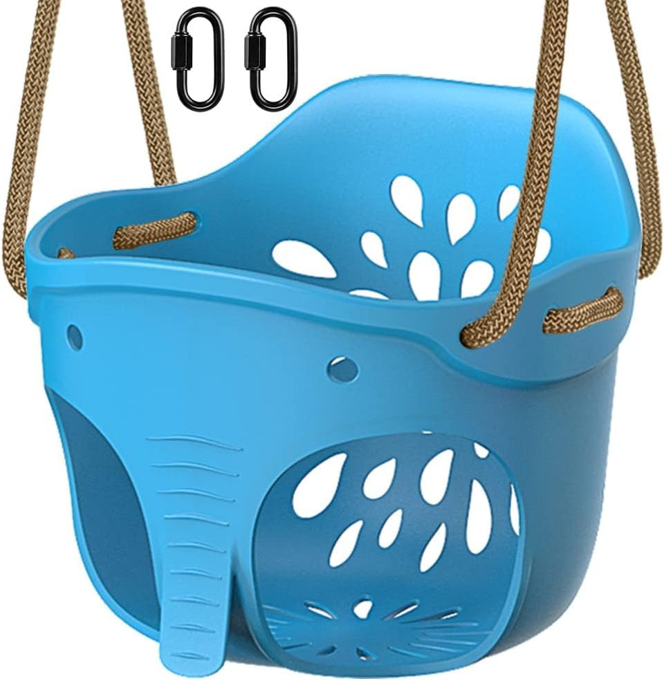600 LB Weight Capacity Full Bucket Toddler Swing Seat with Adjustable Height Rop