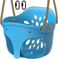 600 LB Weight Capacity Full Bucket Toddler Swing Seat with Adjustable Height Rop