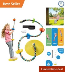 Outdoor Tree Swing for Kids – Heavy-Duty Disc Seat & Easy Setup Rainbow Rope Set