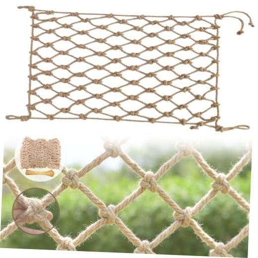 Jute Hemp Rope Net Heavy Duty Climbing Net for Kids Outdoor Balcony 3×9 FT