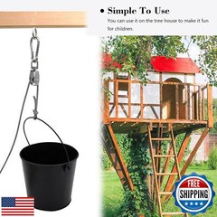 FUQUN Treehouse Accessories – Pulley with Bucket Cable, Kids Playhouse Access