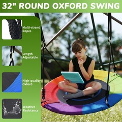 10FT Climbing Dome with Swing Outdoor Jungle Gym for Kids Geometric Dome Climber
