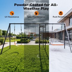 Heavy-Duty Metal Swing Set for Backyard Outdoor Playset w/ Monkey Bars, 2 Swings