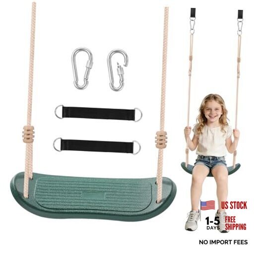 Weatherproof Kids Swing Seat,264lbs Heavy Duty Tree Swing with Ergonomic Green