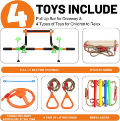 Doorway Swing Mount for Kids & Door Pull up Bar for Adults, Indoor Kid Swing wit