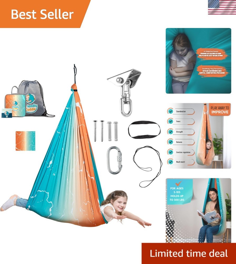 Versatile Indoor/Outdoor Sensory Swing – Calming 300lbs Capacity for Family Fun!