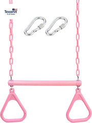 18″ Pink Trapeze Swing Bar Rings 48″ Heavy Duty Plastic Coated Chains Swing Set