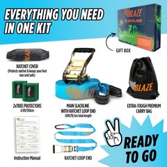 Complete Ninja Slackline Kit – 60ft Slack Line for Backyard for & Adults – Wi…