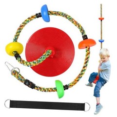 Tree Swing for Kids,Heavy Duty Single Disc Seat Climbing Rope Set Red Swing
