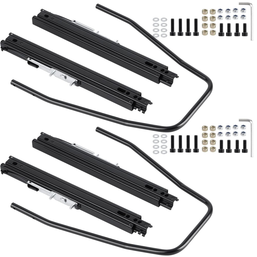Racewill Slider Seat Track Set of 2 with 2 Pack Sliders, Black