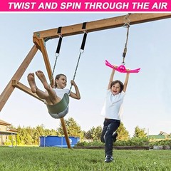 Ninja-Twister Swing Spins Set: Slackline Attachments- 360° Handle Twist-Spin Toy
