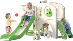 8-In-1 Toddler Slide and Climber Playset, Kids Slide Playground with Stairs, Tun