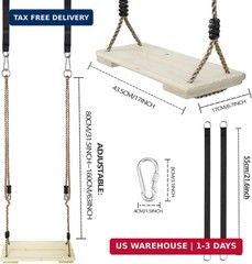 KINSPORY Wooden Swing Seat, Outdoor Swing Set Accessories for Backyard, Height A