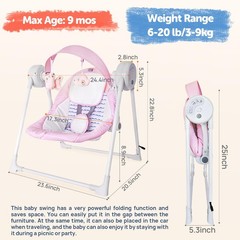 Baby Swing SpaceSaver Ultra-Compact Foldable Infant Swing (Fits in 5.3″ Gaps!…