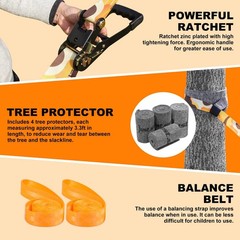 Slackline Kit Slakcline Longer 65ft with Tree Protectors Arm Trainer and Carr…