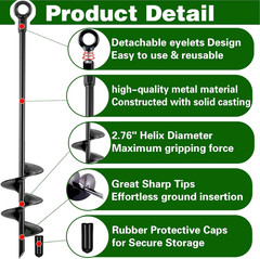 Ground Anchors Heavy Duty, Swing Set Anchor Kit 18 Inch Pack Screw in Earth Anc