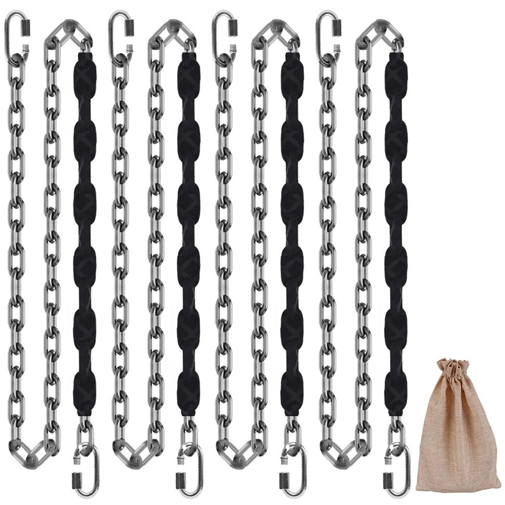 4 Stainless Steel Chains (Black 84″) Swing Chains, Heavy Duty Swing Hardware,…