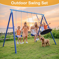 Heavy Duty Swing Set for Kids Ages 3-8 – 600 Lbs Capacity Outdoor Metal A-Frame