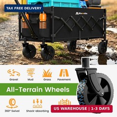 Blomoba 35” Extra Long Collapsible Wagon with Adjustable Handle, Lightweight Fo