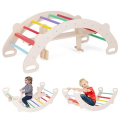 4-in-1 Rocking Horse Climber w/ Arch Climber Crawling Tunnel for Girls & Boys