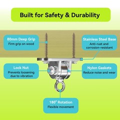 Swing Hangers for Wooden Beam, 2 Pack Stainless Steel 2400 LB Capacity Swing …