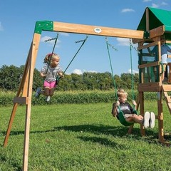 Backyard Discovery Buckley Hill Wooden Swing Set, Made for Small Kid Playground